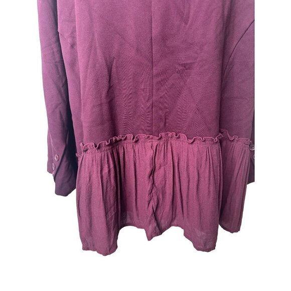 Torrid Plum Burgundy Open Front Jacket Cardigan With Ruffle Detail Button Cuffs - Picture 7 of 11